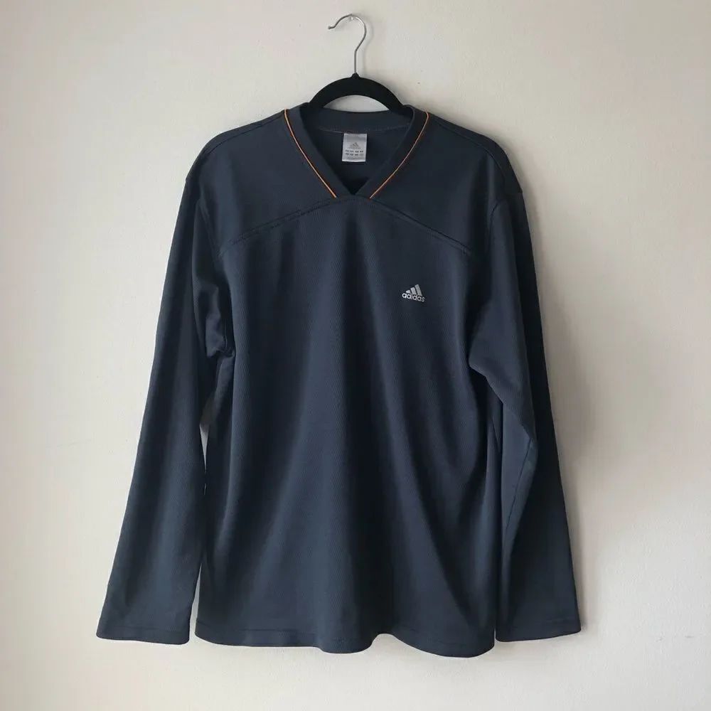 Men’s Adidas Grey & Orange Stripe Pullover Large